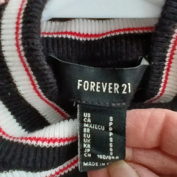 Forever 21 Y2K striped mock neck midi dress Women's size Small preppy ac… - Picture 4 of 6